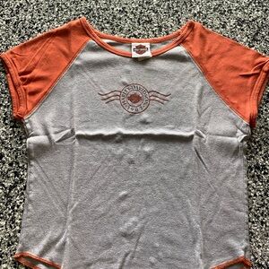 Large Gray and Orange Graphic Tee